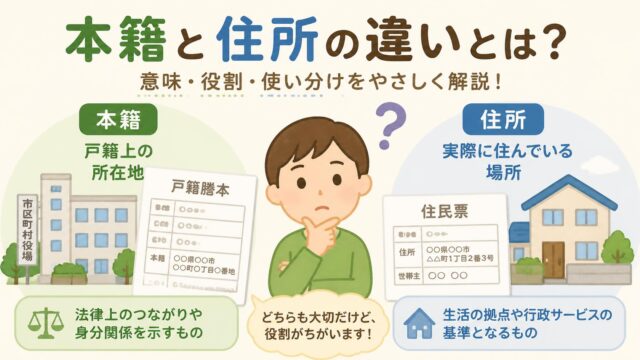 本籍と住所の違いとは？ 意外と知らない基本知識